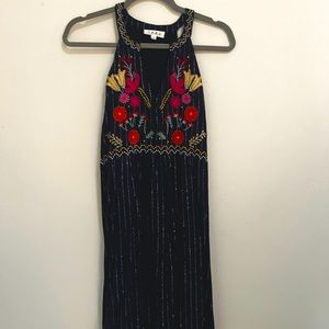 THML Embroidered Floral Dress, Navy, Small